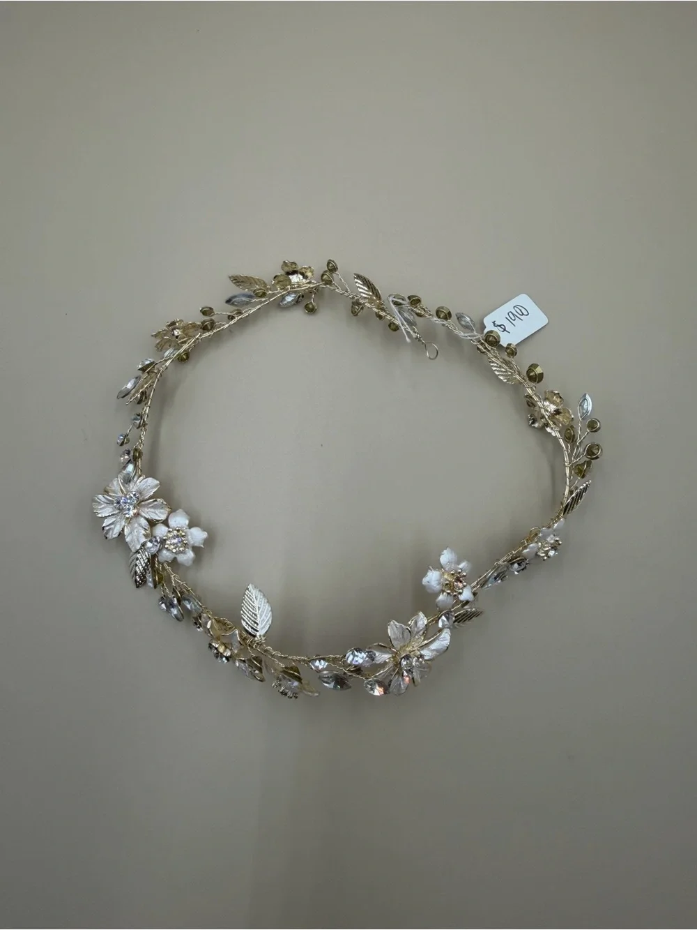 Gold Floral Crystal Bridal Hair Vine Wedding Headpiece NWT